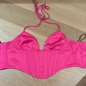NBD hot pink corset crop top size large - like new and only worn once